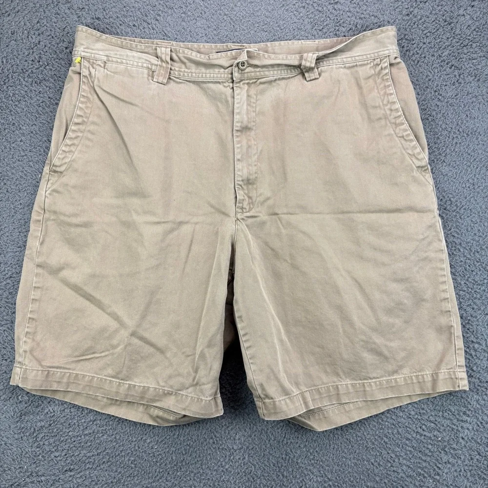 Polo Ralph‎ Lauren Mens 38 Khaki Tan Cotton Chino Shorts Flat Front Classic Fit